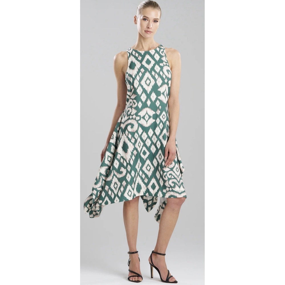 Natori Ginza Woven Crepe Handkerchief Dress Sleeveless Boho Flowy Size Medium
